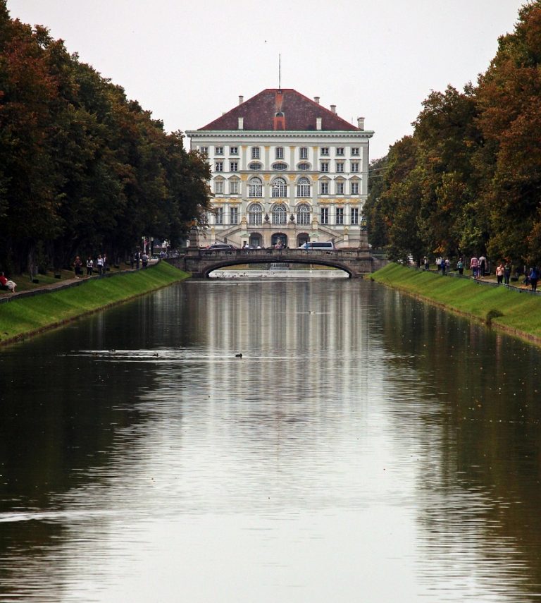 lake, nature, castle, palace garden, munich